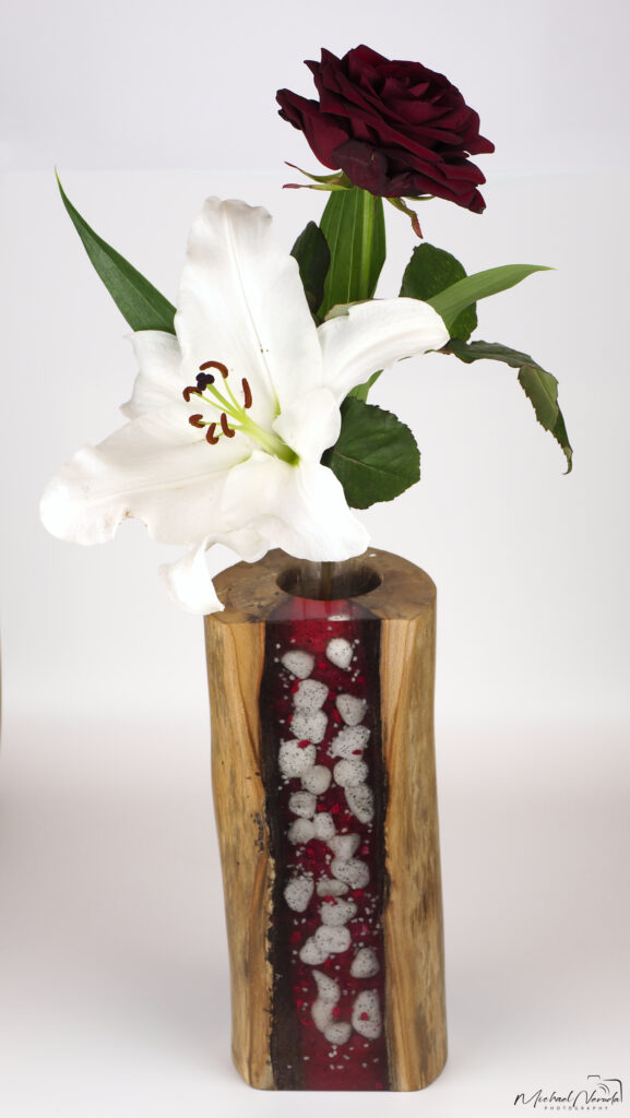 Vase Epoxidharz Resin Steine Harz Blumen Kerze Teelicht Teelichthalter Kerzenständer